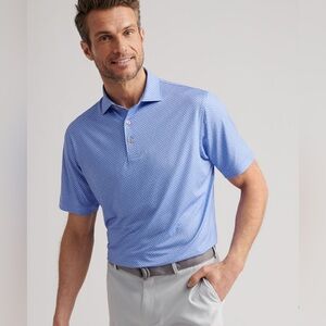 Peter Millar Performance Golf Polo in Pink & Cape Blue, size XL